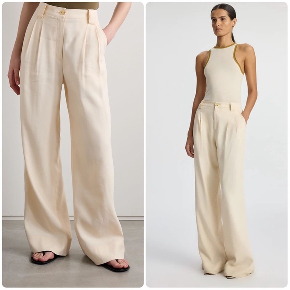 New! A.L.C. Tommy II Cream Pleated Wide-Leg Relaxed Women's Trousers 🤍 size 6 - Picture 2 of 13